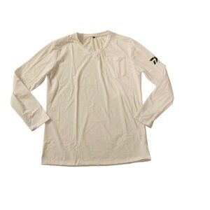 Men Sz M Long Sleeve V-Neck White